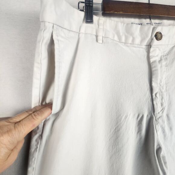 Old Navy Built-In Flex Straight Pants Men 40x32 White Khaki Chino - Picture 5 of 14